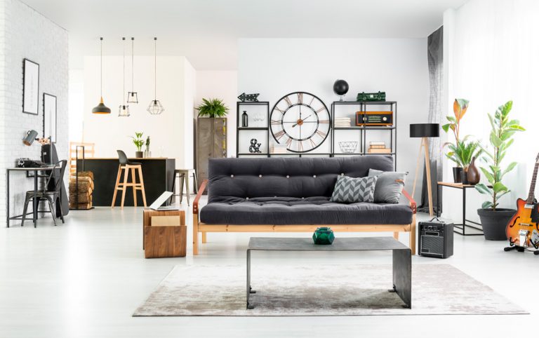 Sala com decoração industrial