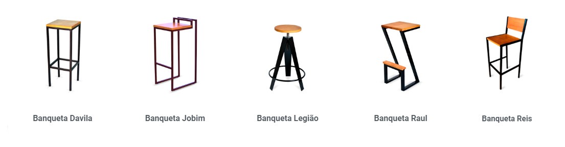Banquetas de madeira e aço